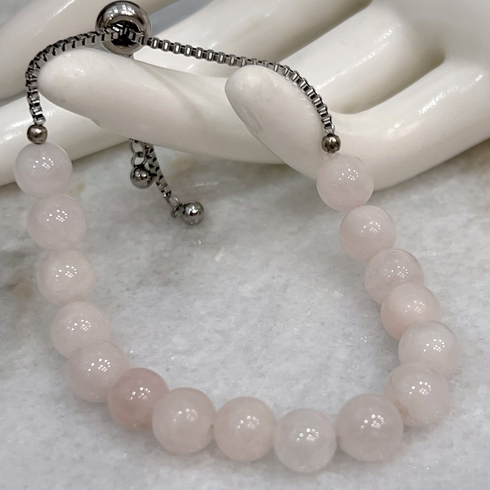 Galilea Rose Quartz Silver BOLO Bracelet